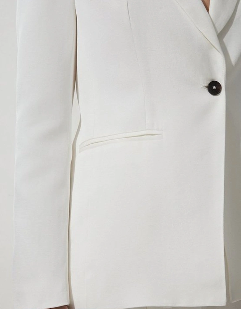 Petite Tailored Viscose Linen Single Breasted Blazer Jacket