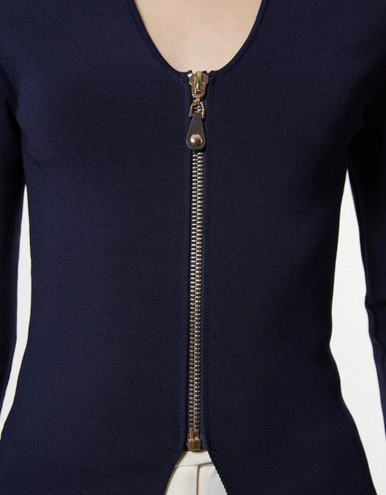 Zip Up Full Needle Knitted Top