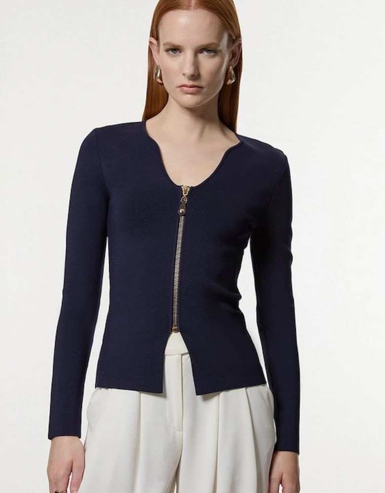 Zip Up Full Needle Knitted Top