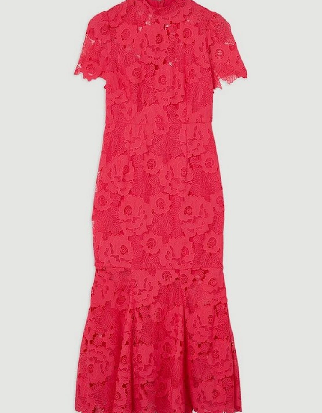 Guipure Lace High Neck Woven Midi Dress