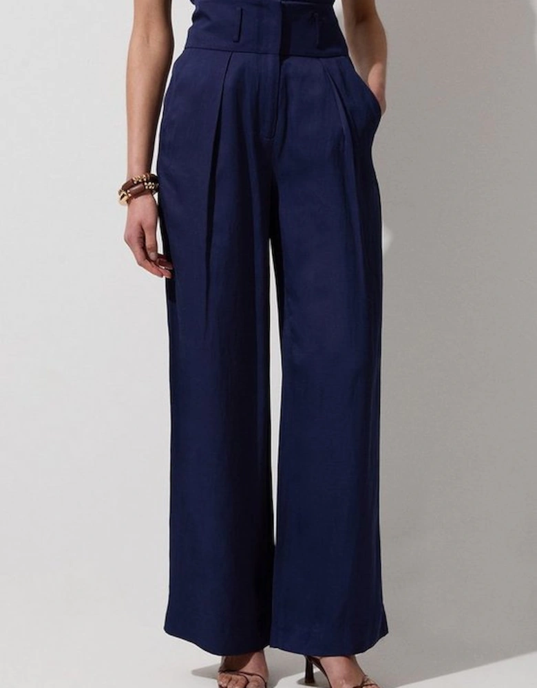 Tall Tailored Viscose Linen Wide Leg Trouser