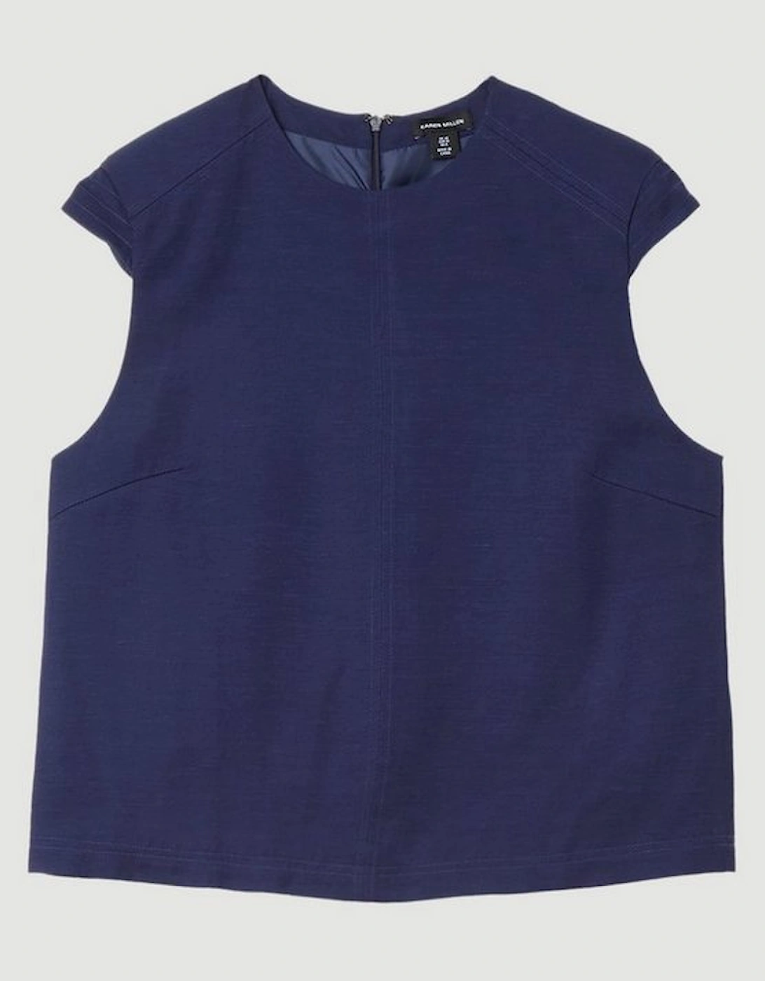 Tailored Viscose Linen Topstitch Detail Top