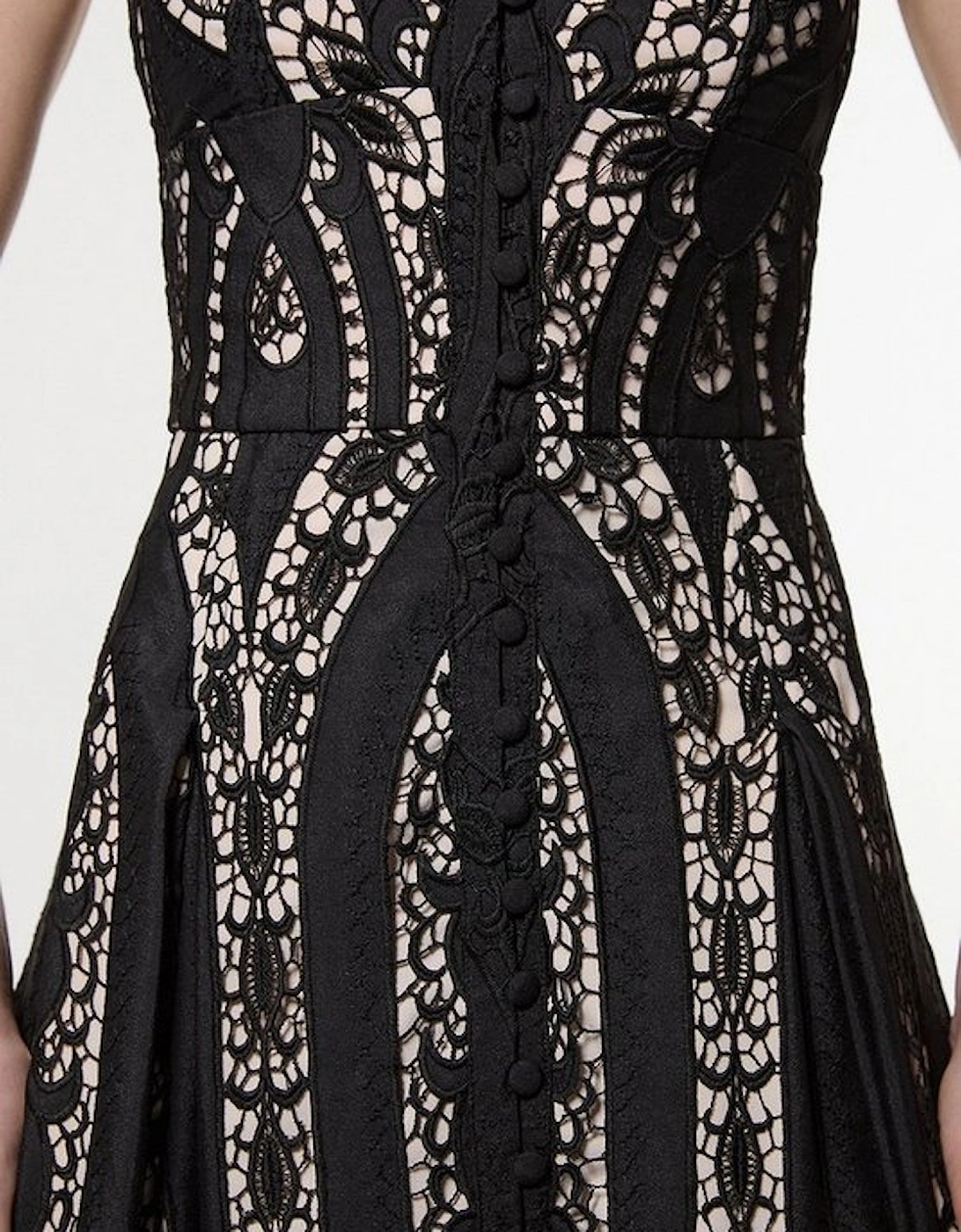 Sheer Georgette Cutwork Strappy Woven Maxi Dress