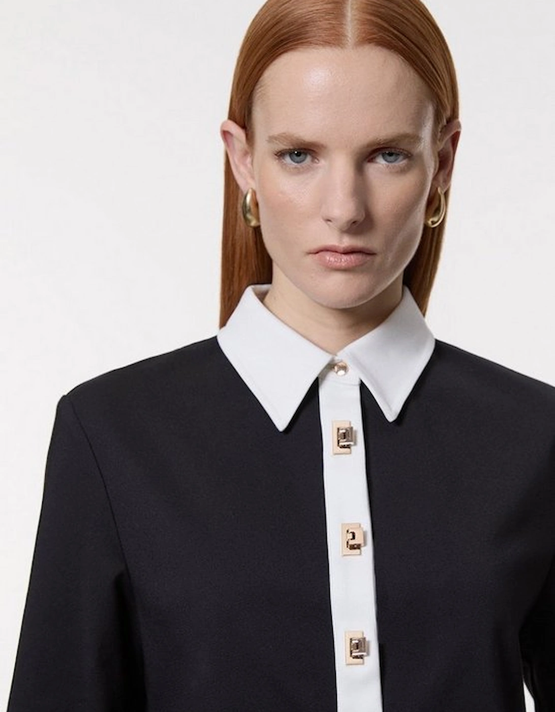 Techno Cotton Woven Shirt With Gold Clasp