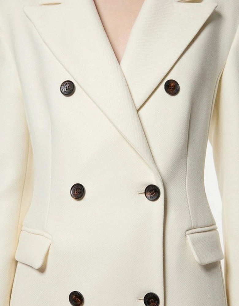 Italian Wool Mix Maxi Double Breasted Tailored Coat