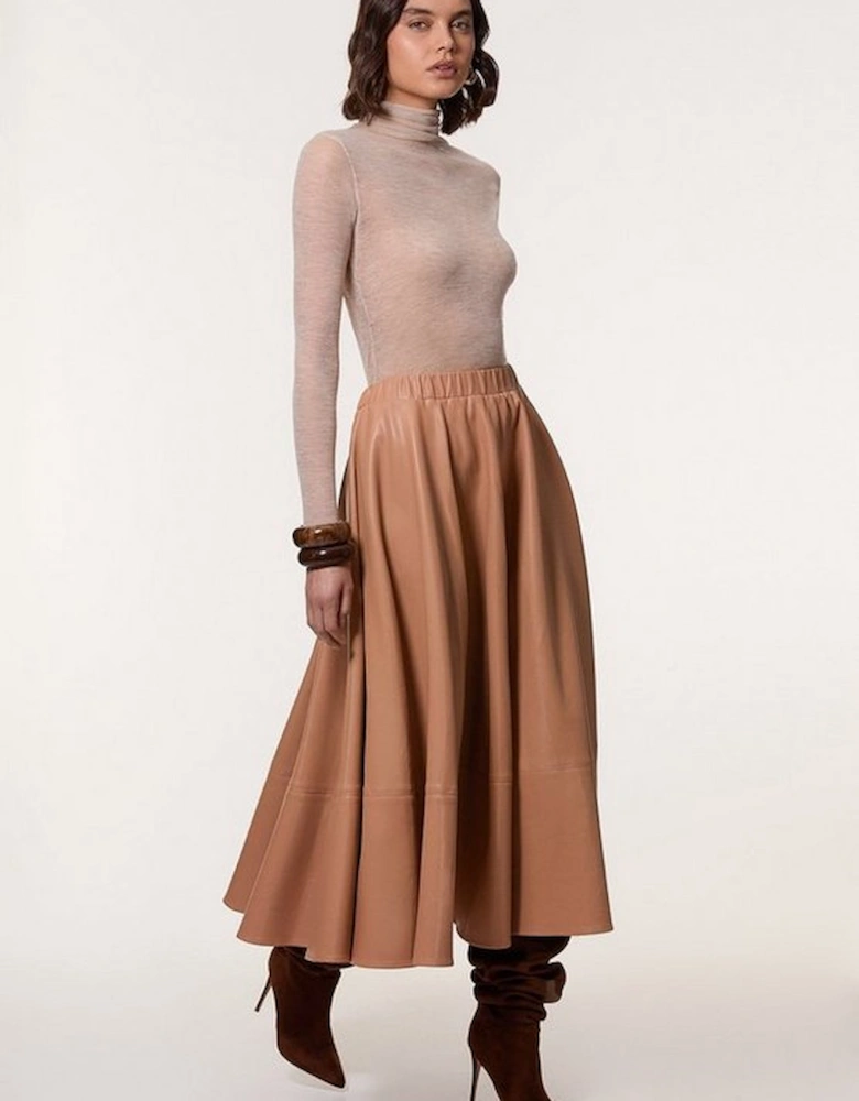 Faux Leather Full Maxi Skirt