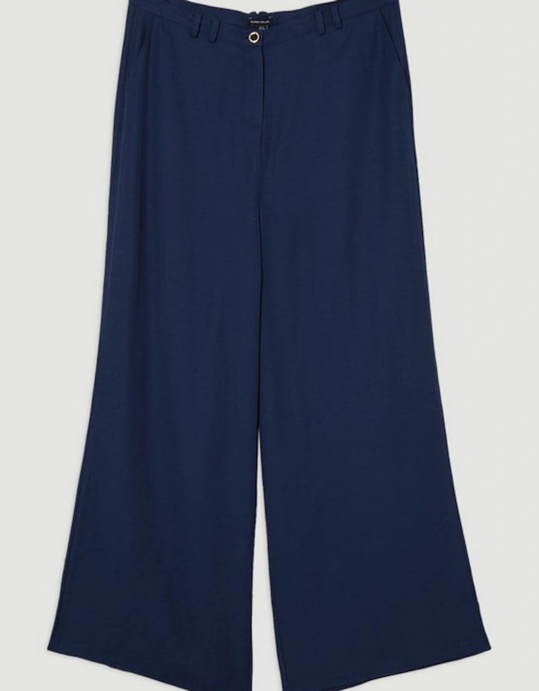 Plus Size Premium Viscose Linen Woven Straight Leg Trouser