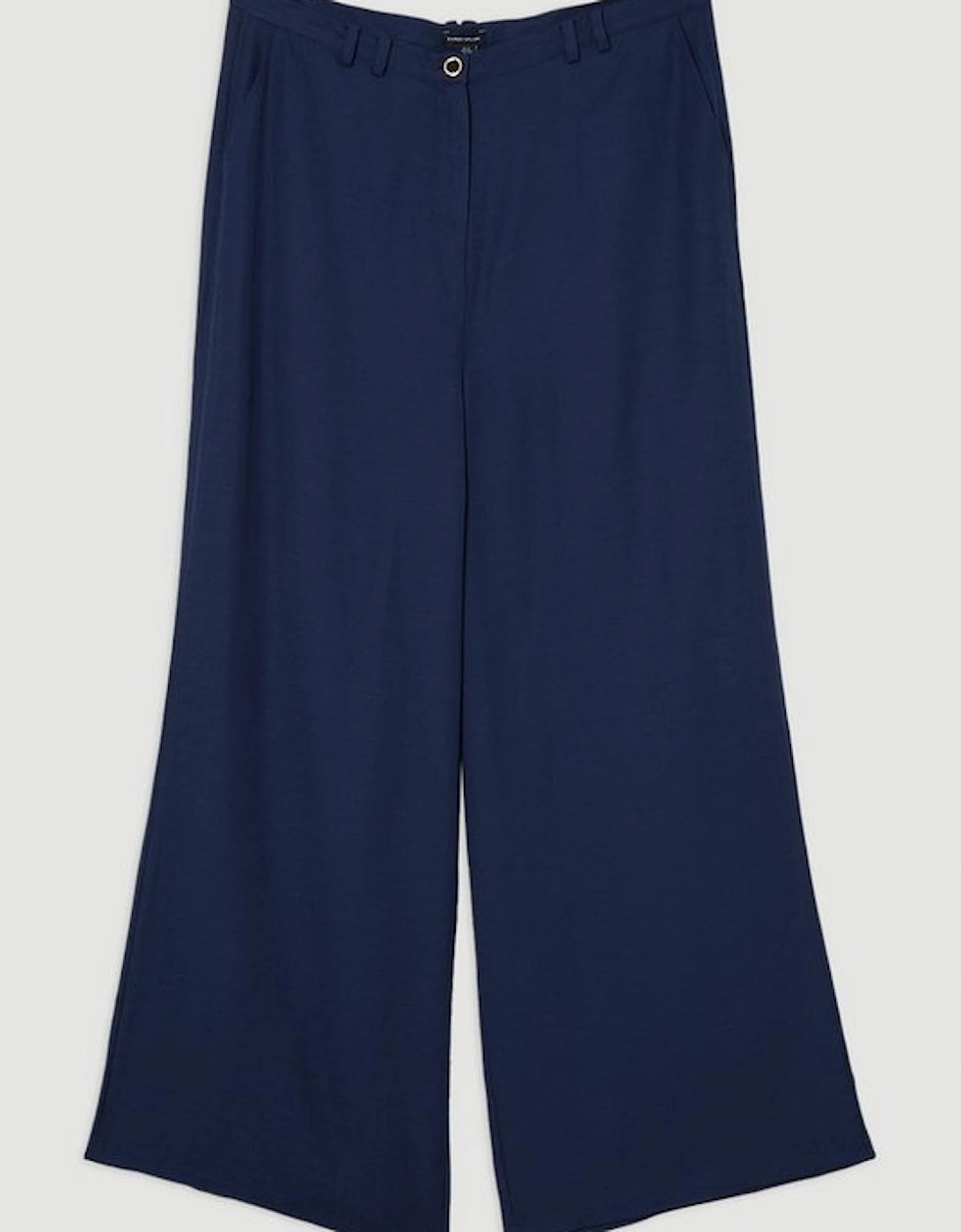 Plus Size Premium Viscose Linen Woven Straight Leg Trouser