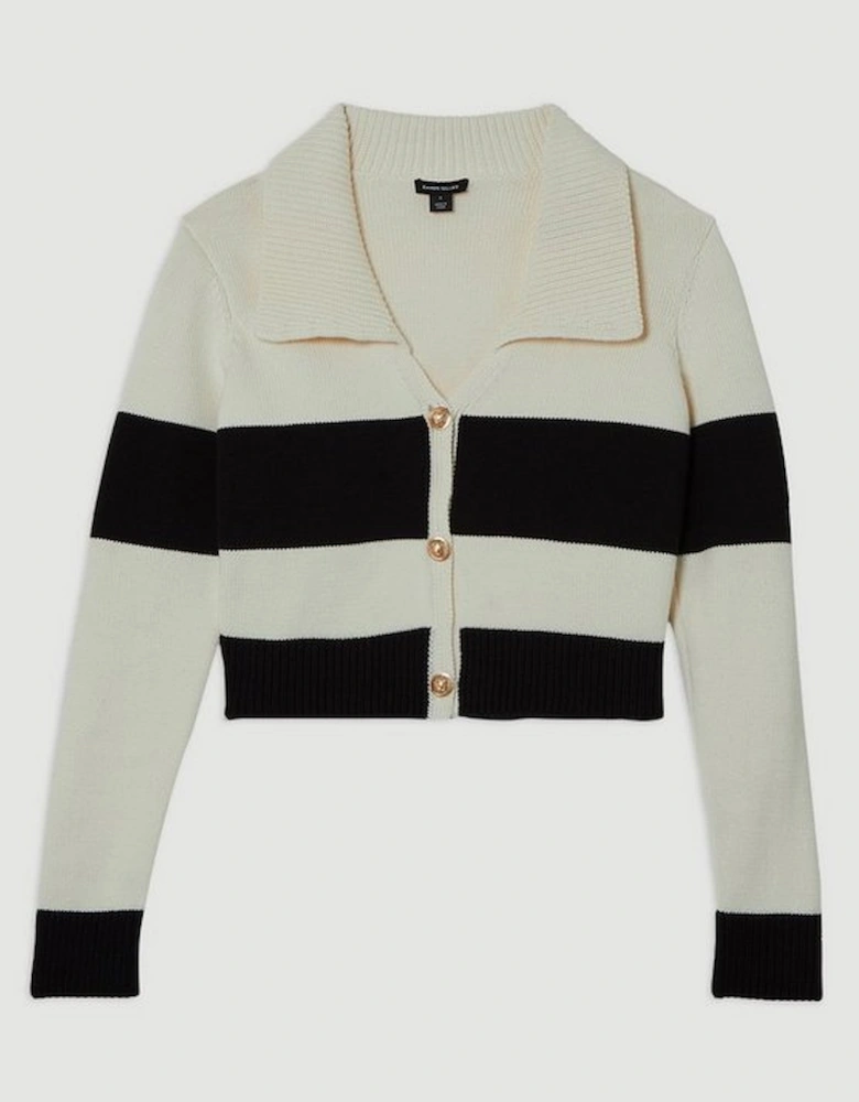 Cotton Collared Knitted Cardigan