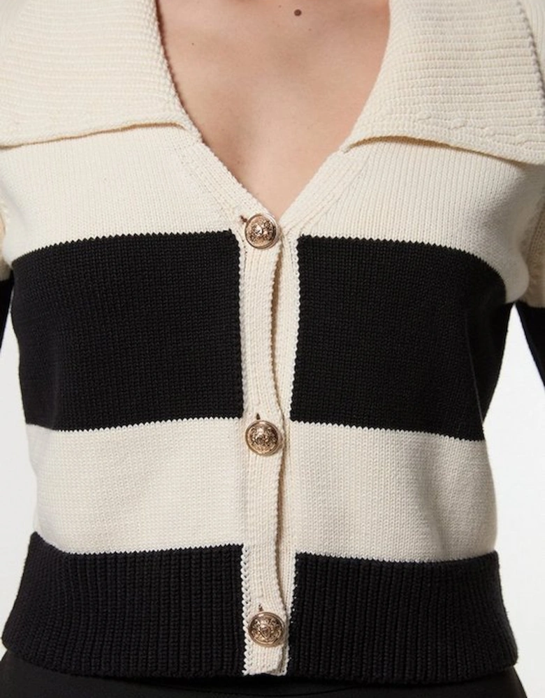 Cotton Collared Knitted Cardigan