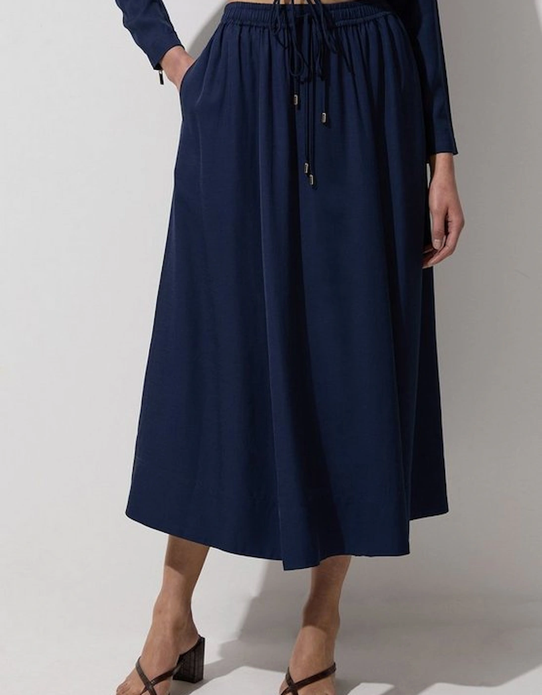 Premium Viscose Linen Tie Waist Woven Skirt