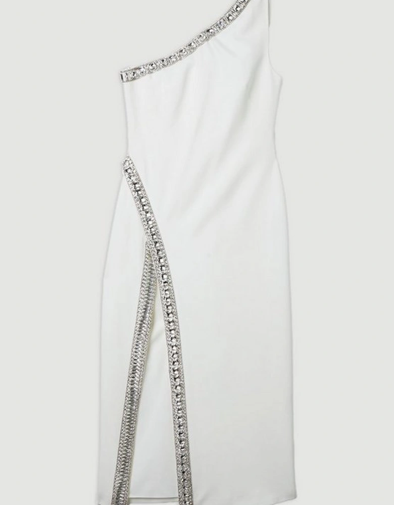 One Shoulder Embellished Woven Maxi Dress