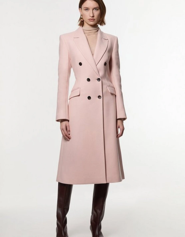 Premium Italian Manteco Wool Fitted Tailored Midi Coat