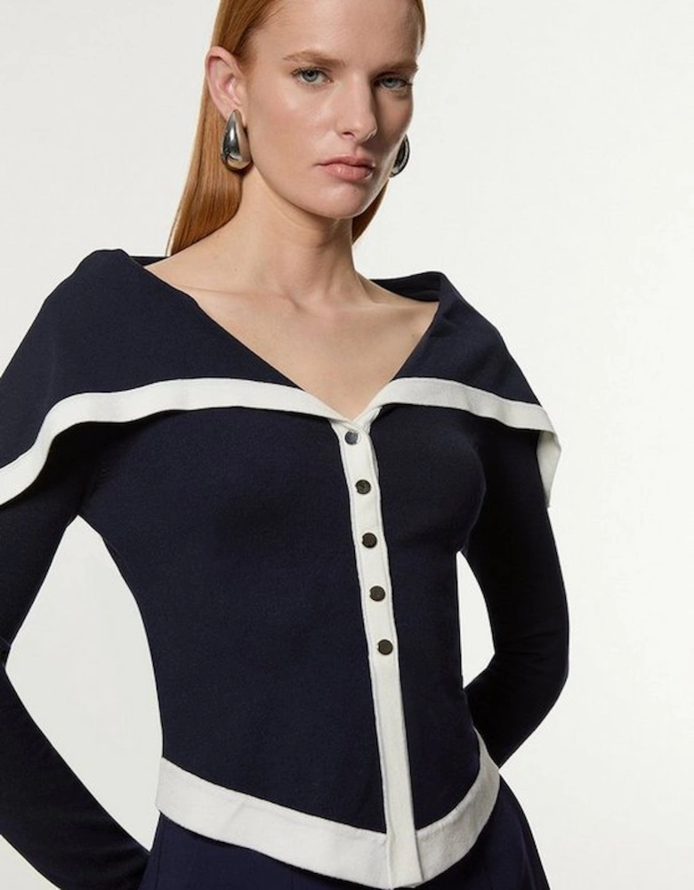 Archive Collection - Wide Collar Knitted Cardi Top