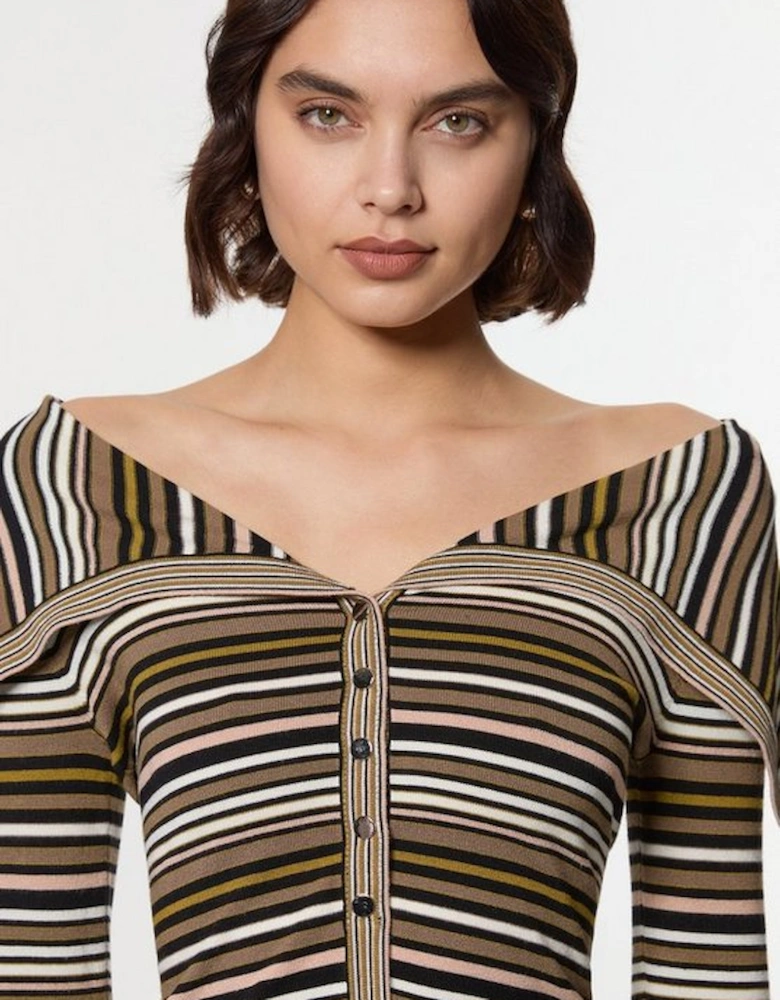 Archive Collection - Wide Collar Knitted Cardi Top