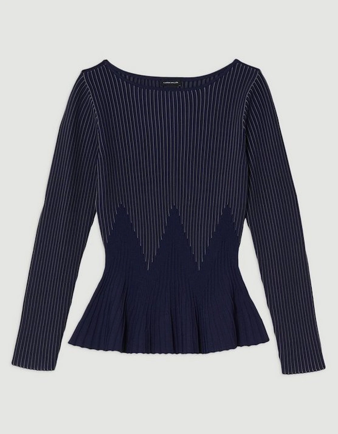 Zig Zag Stitch Detail Peplum Knitted Top