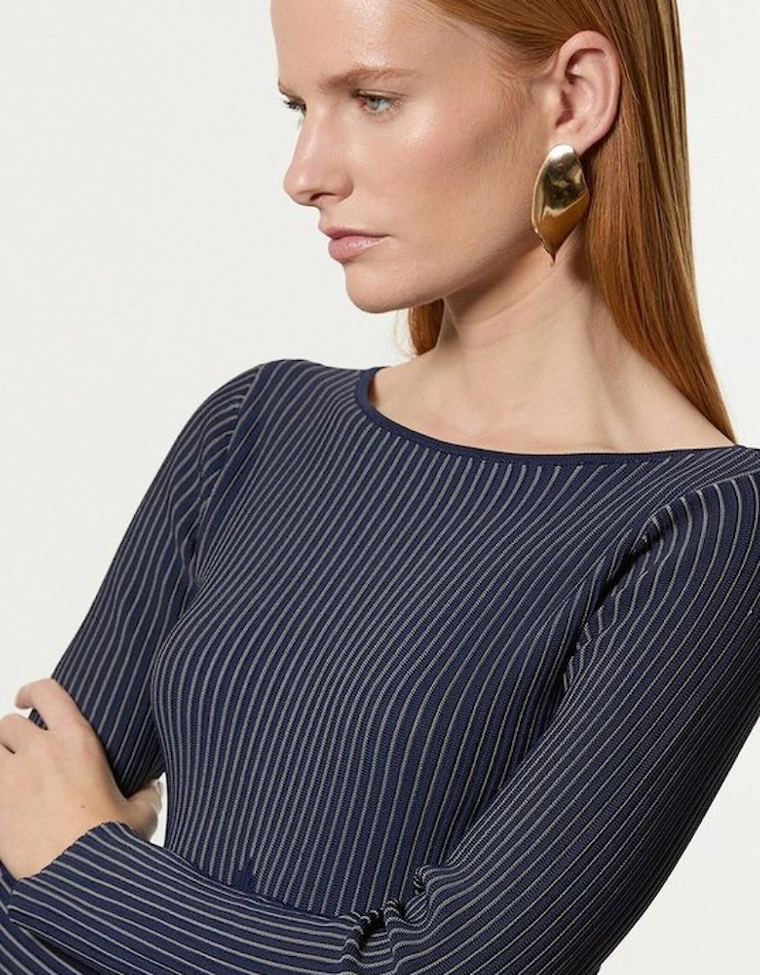 Zig Zag Stitch Detail Peplum Knitted Top