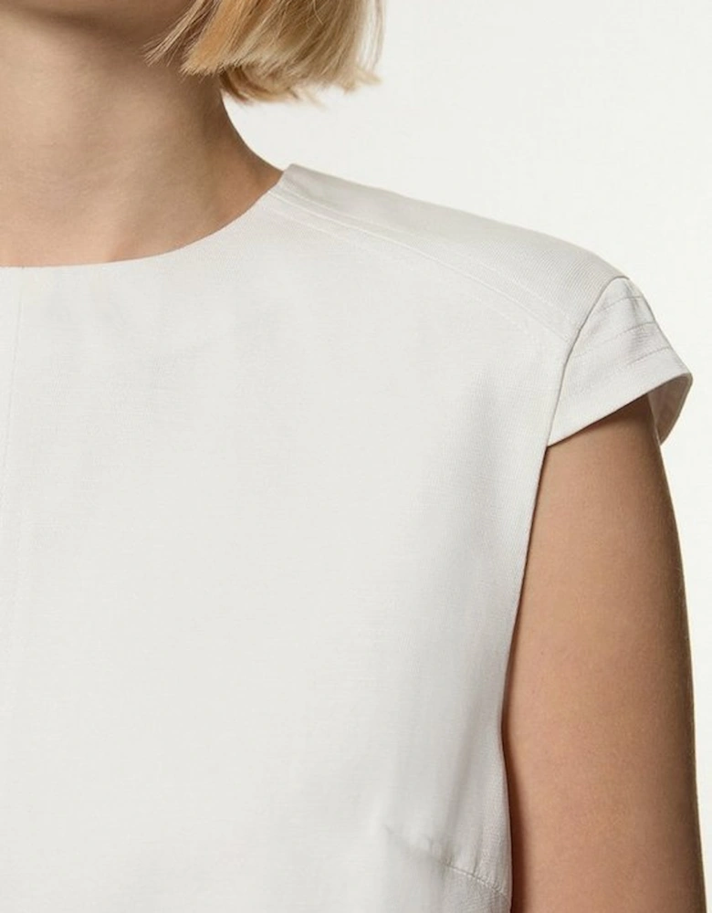 Tailored Viscose Linen Topstitch Detail Top