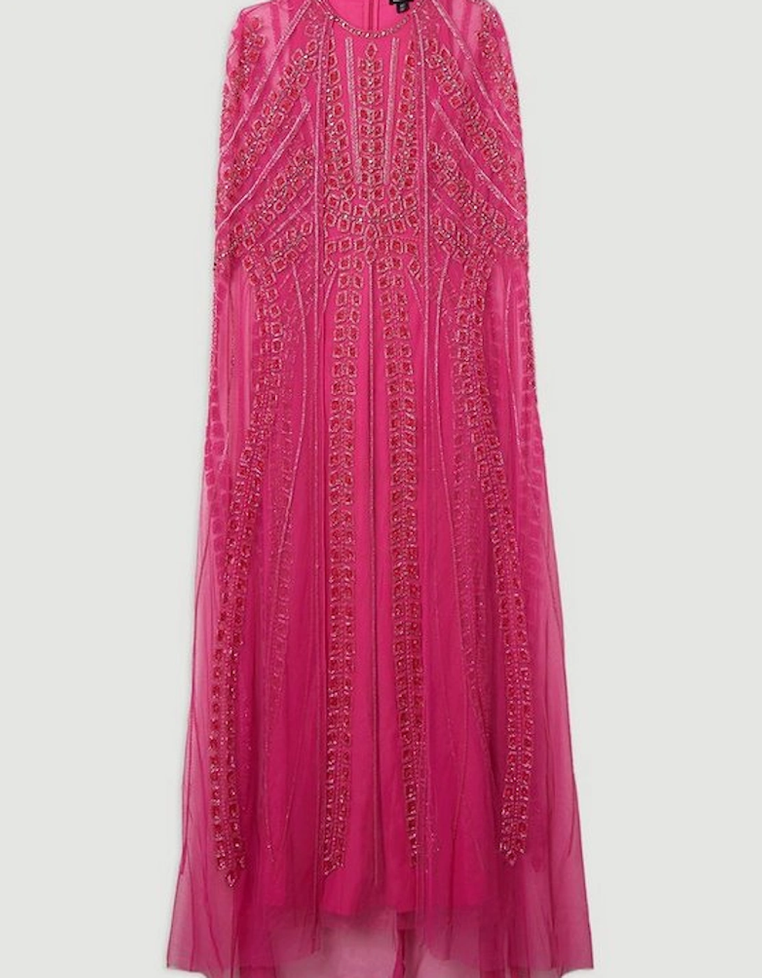 Premium Embellished Cape Maxi Dress