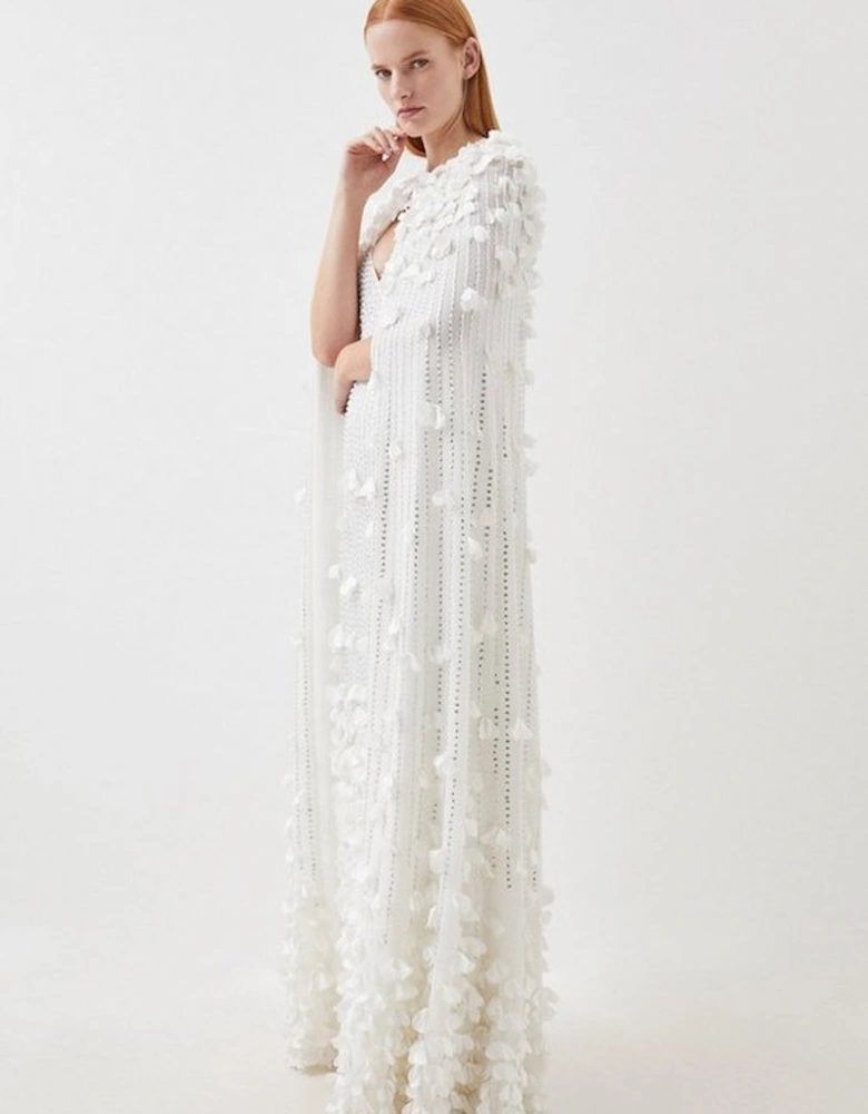 Petite Crystal Applique Woven Maxi Cape