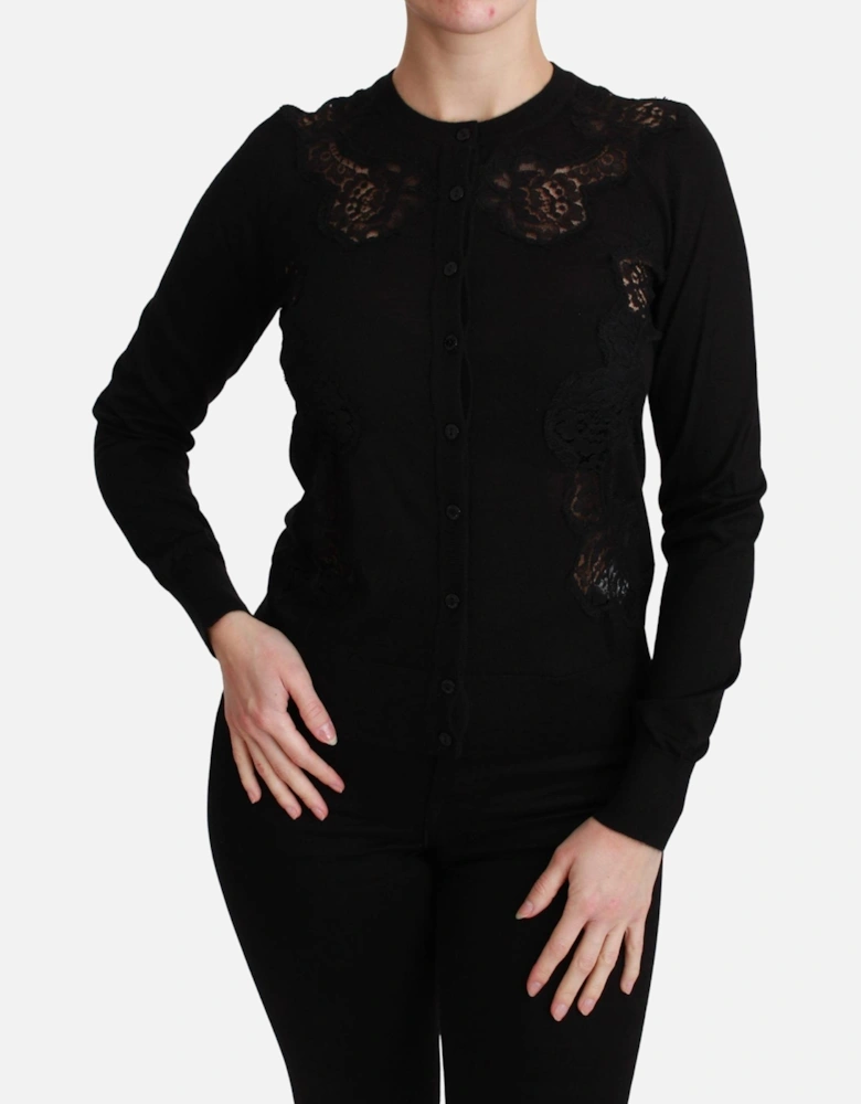 Lace Detail Cardigan TSH4590 Women - Black Sweaters