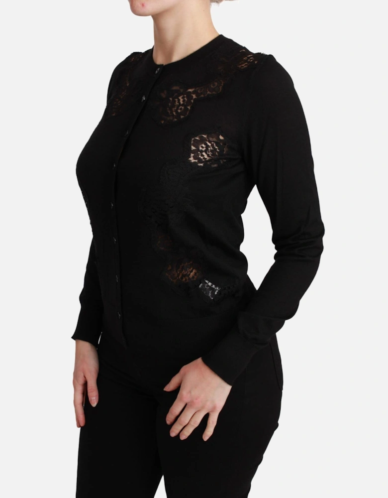 Lace Detail Cardigan TSH4590 Women - Black Sweaters