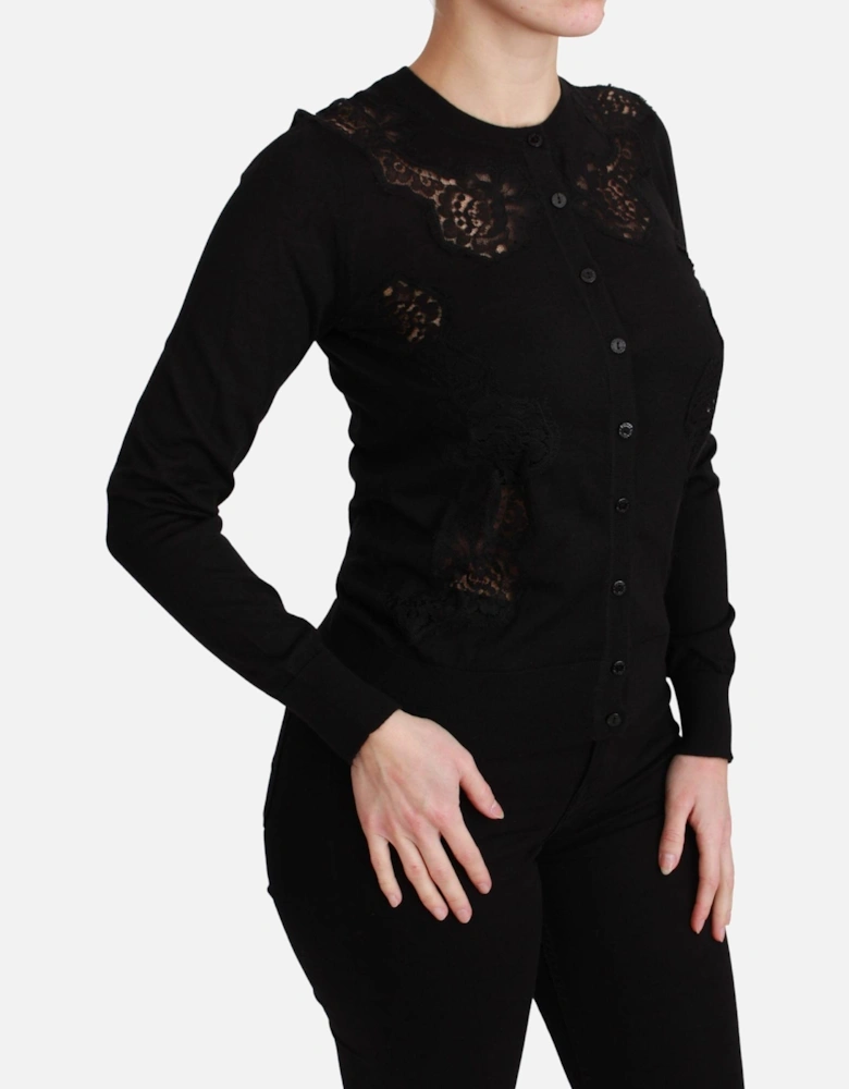 Lace Detail Cardigan TSH4590 Women - Black Sweaters