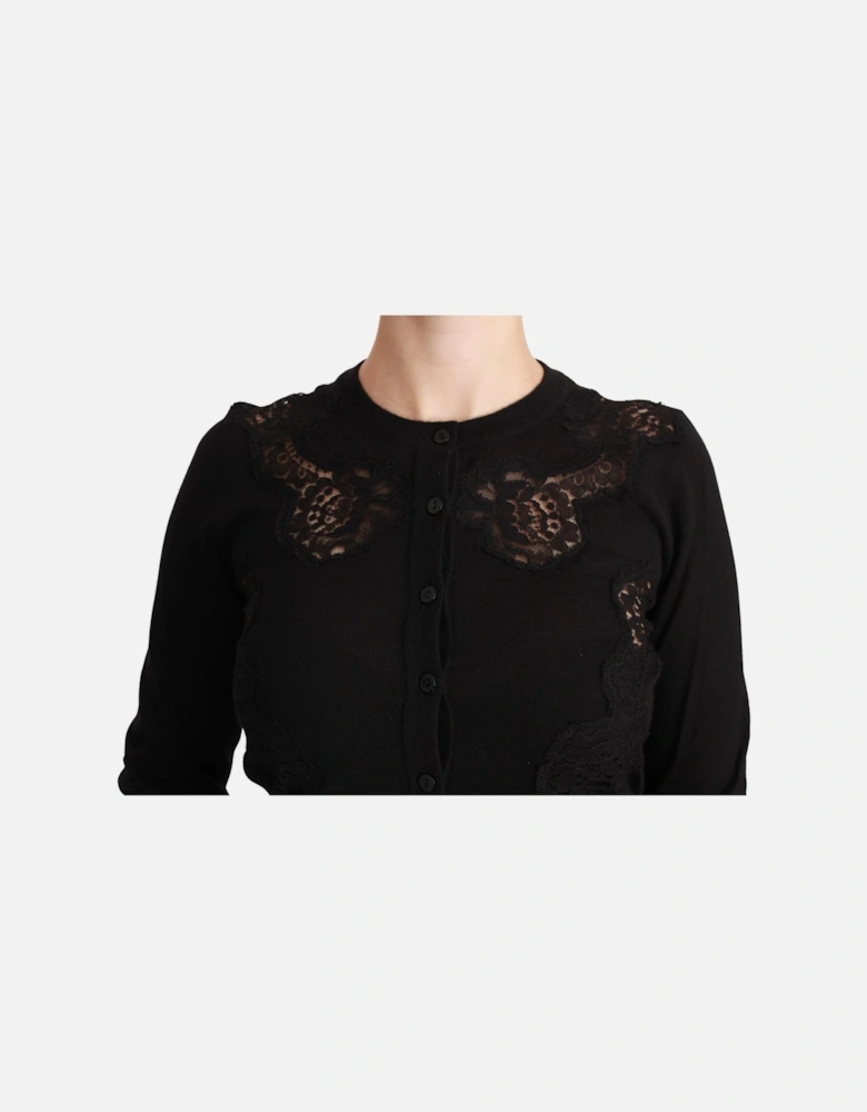 Lace Detail Cardigan TSH4590 Women - Black Sweaters