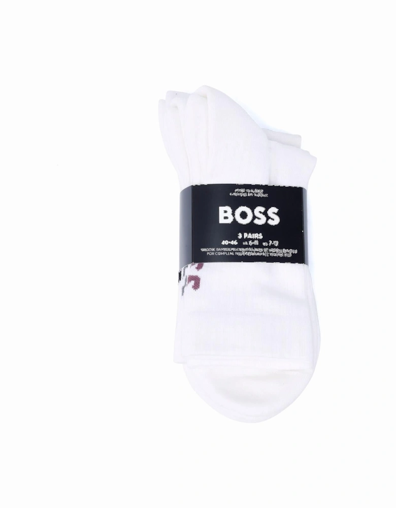 Boss 3 Pack Logo Bamboo Men's White Calf High Socks