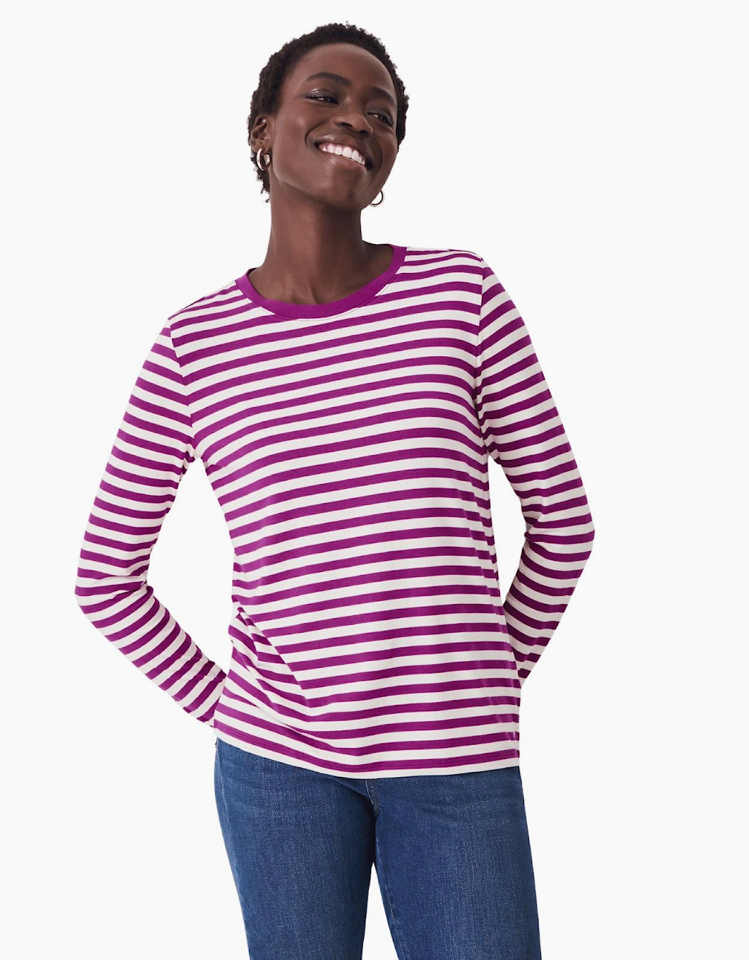 Women's Crew Clothing Womens Modal Blend Super Soft Crew Neck T-Shirt - Pink/Multi - Size: 14