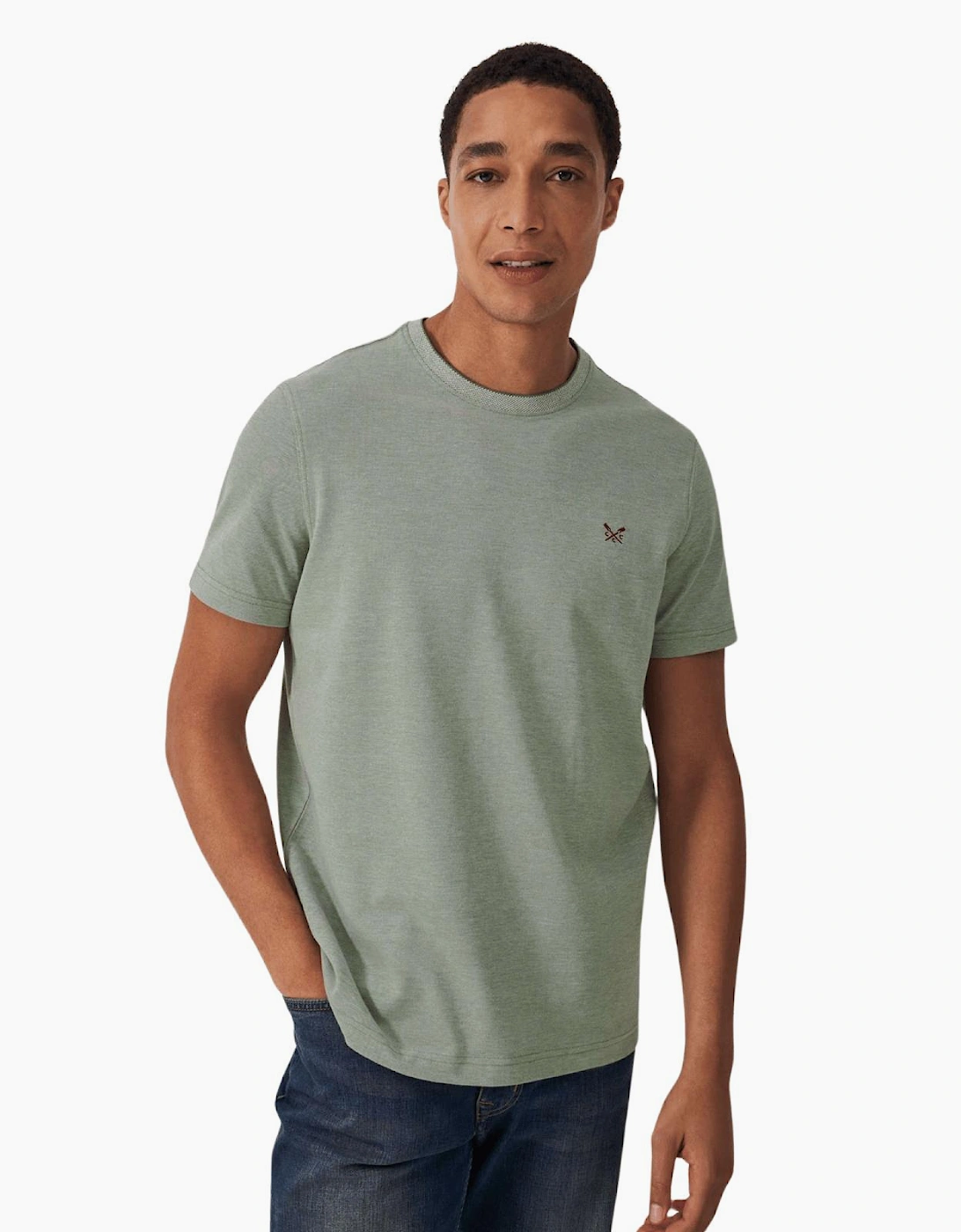 Crew Clothing Men's Crew Clothing Mens Oxford T-Shirt - Tan