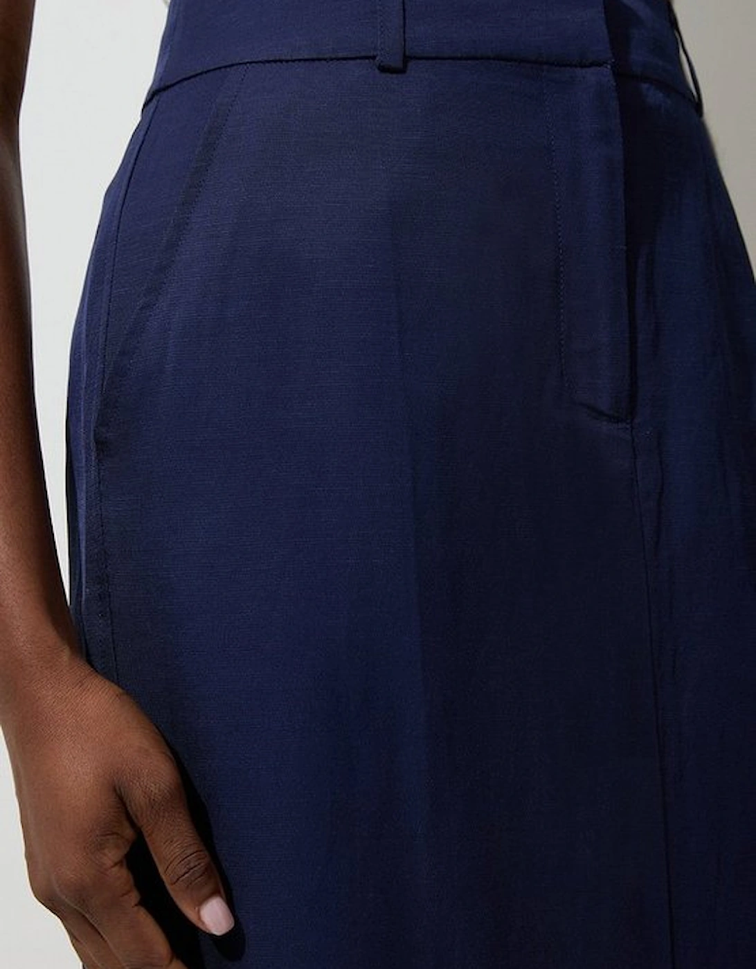 Tailored Viscose Linen Pencil Maxi Skirt