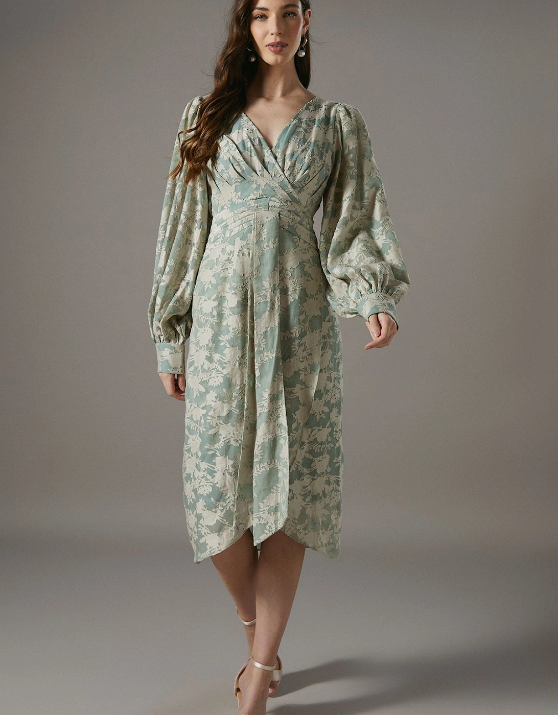 Tie Front Wrap Jacquard Dress, 6 of 5