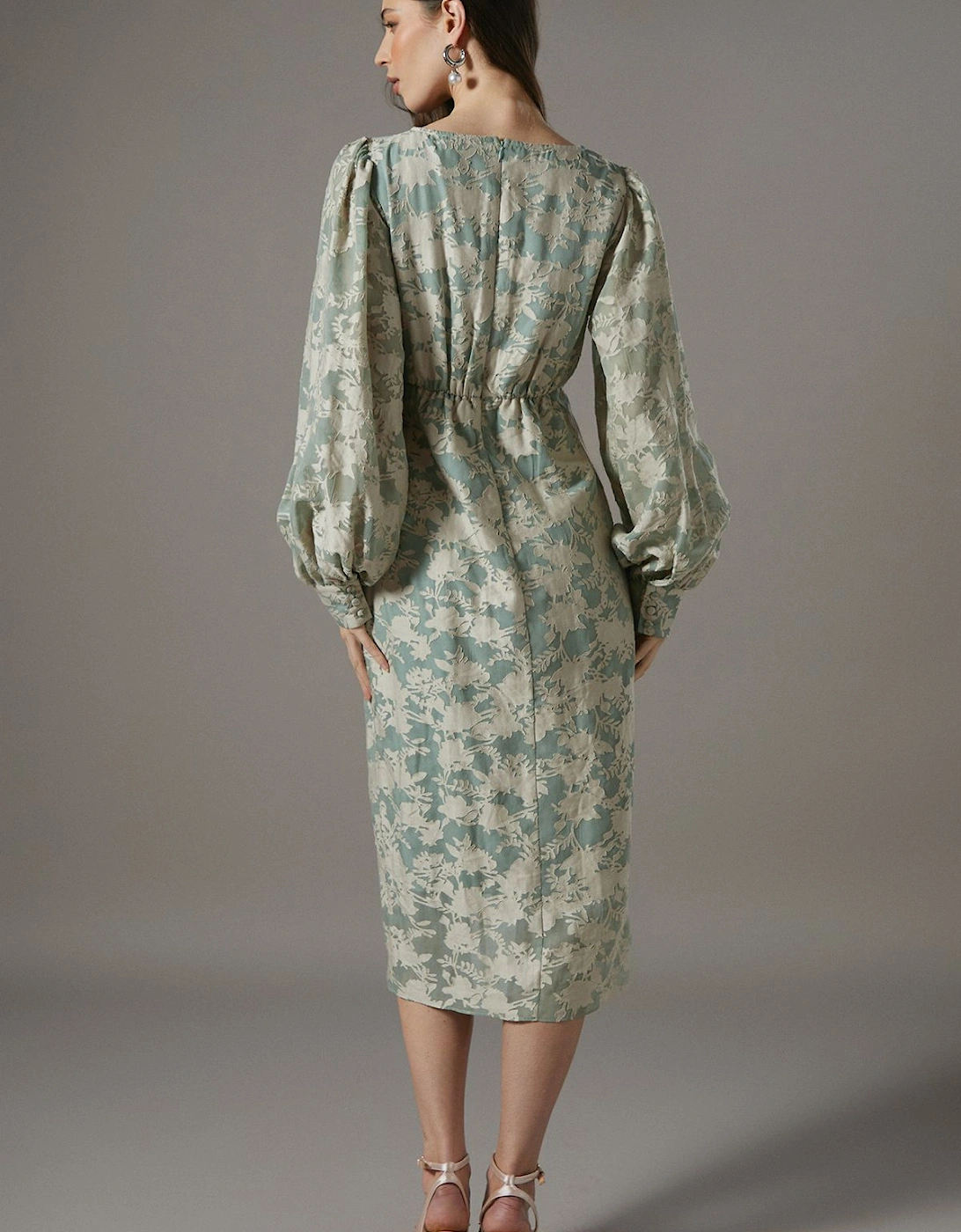 Tie Front Wrap Jacquard Dress