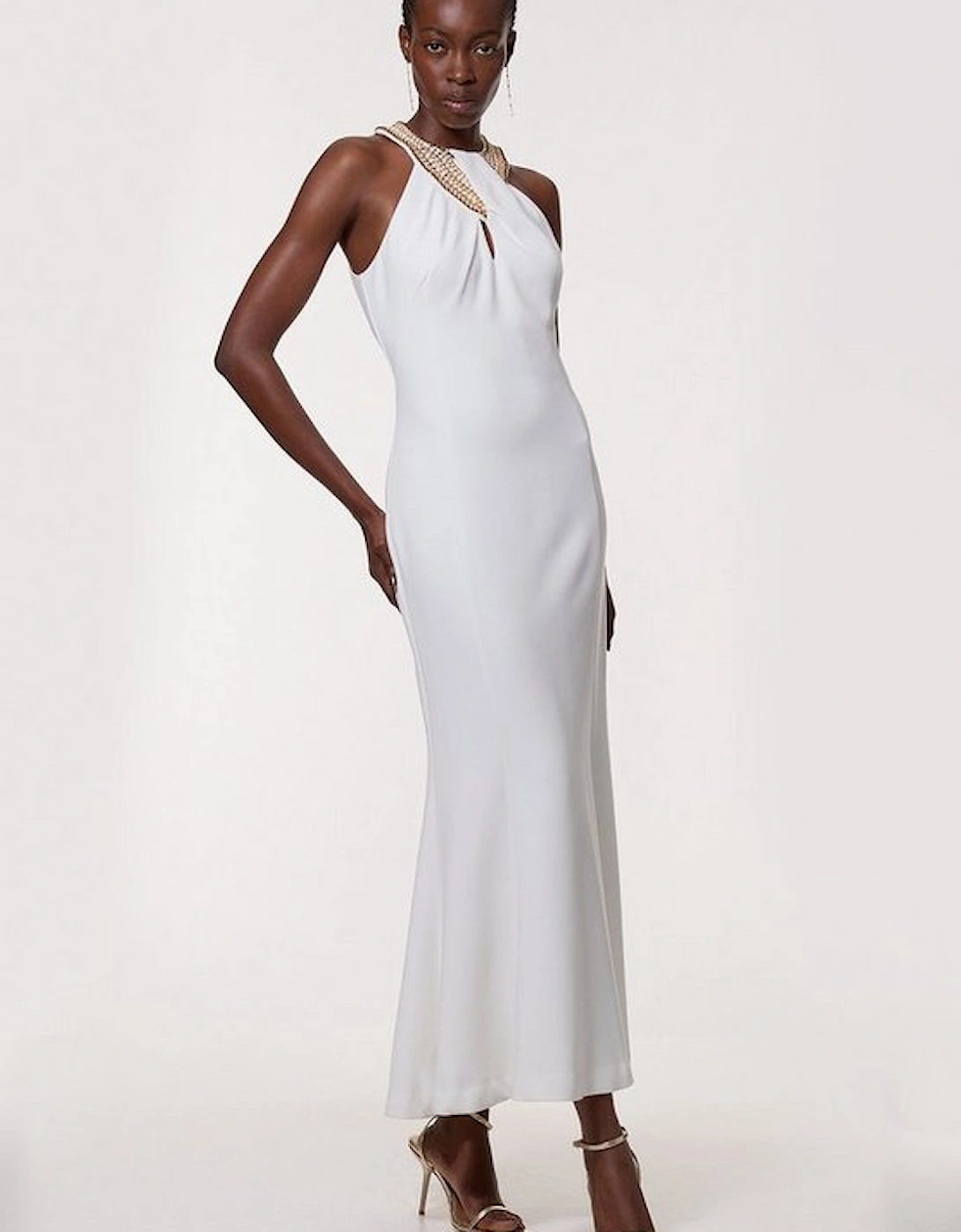 Enamel Chain Detail Halter Maxi Dress, 5 of 4