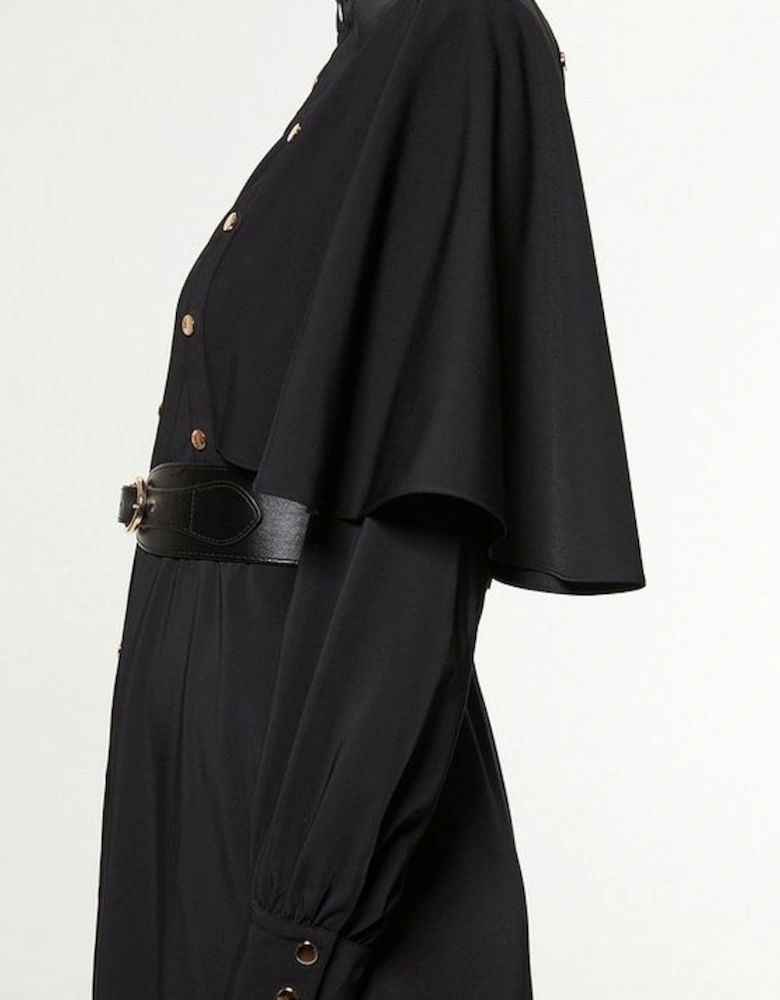 Studded Crepe Cape Sleeve Woven Maxi Dress