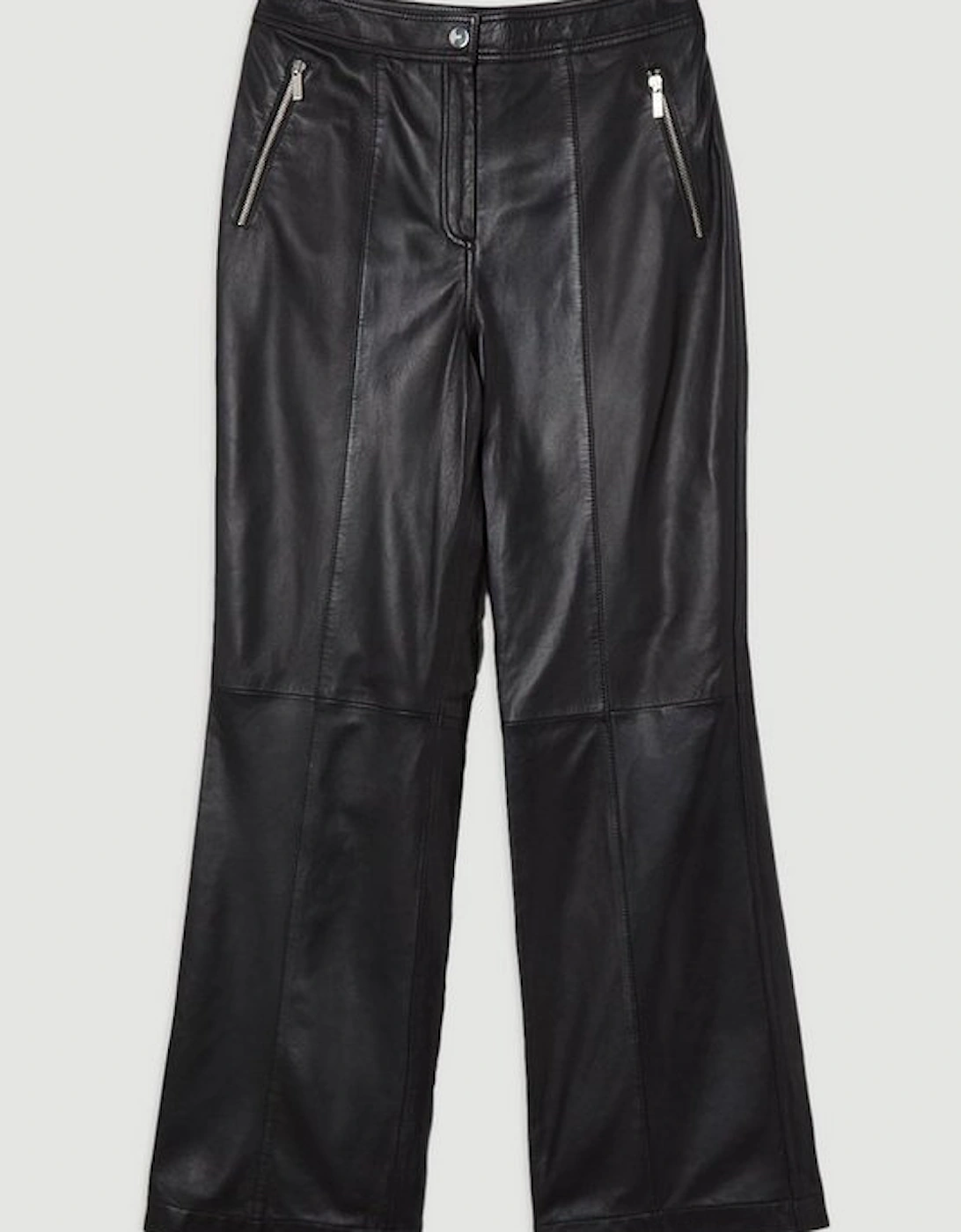 Leather Zip detail Straight Leg Trouser