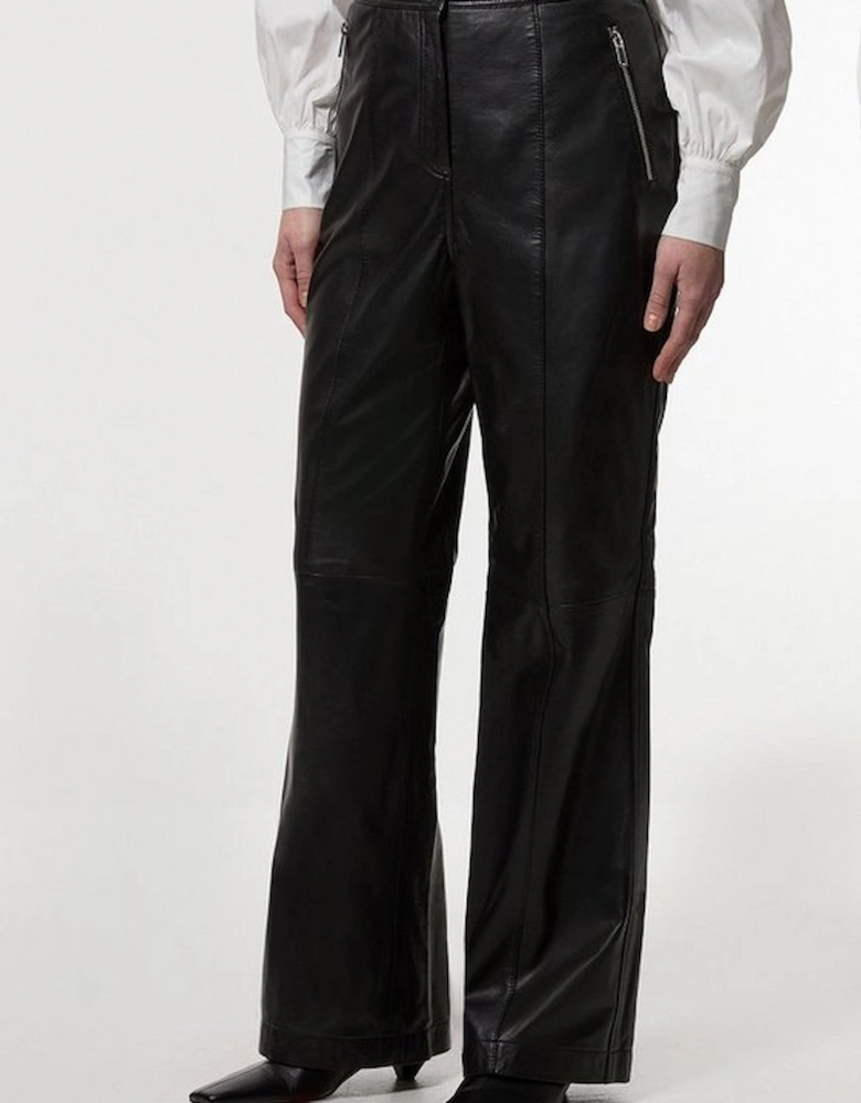 Leather Zip detail Straight Leg Trouser