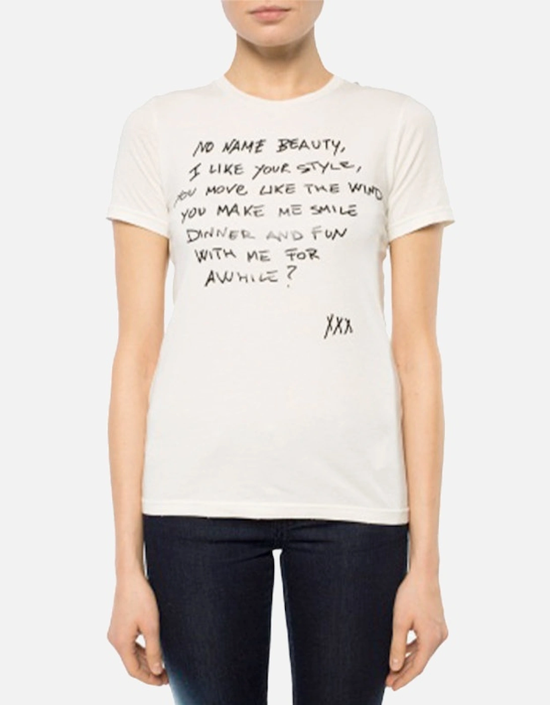 Women's DIESEL T SILY L Womens T Shirts Short Sleeve Regular Fit Casual Ladies Top NEW - White - Size: 10/8