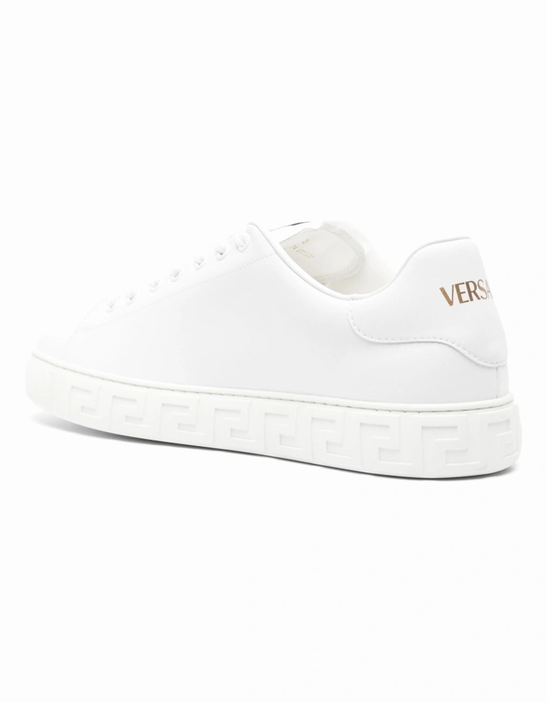 Greca Sole Leather Sneakers White