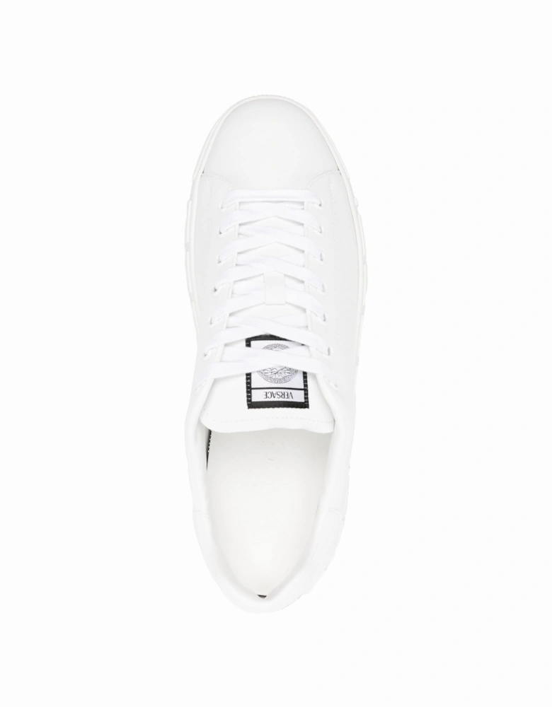 Greca Sole Leather Sneakers White