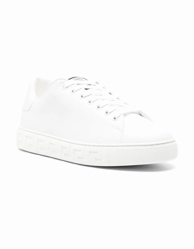 Greca Sole Leather Sneakers White