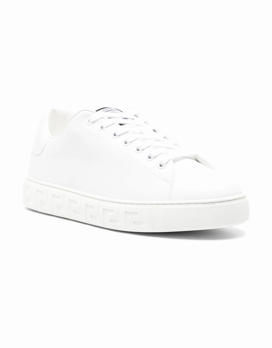 Greca Sole Leather Sneakers White