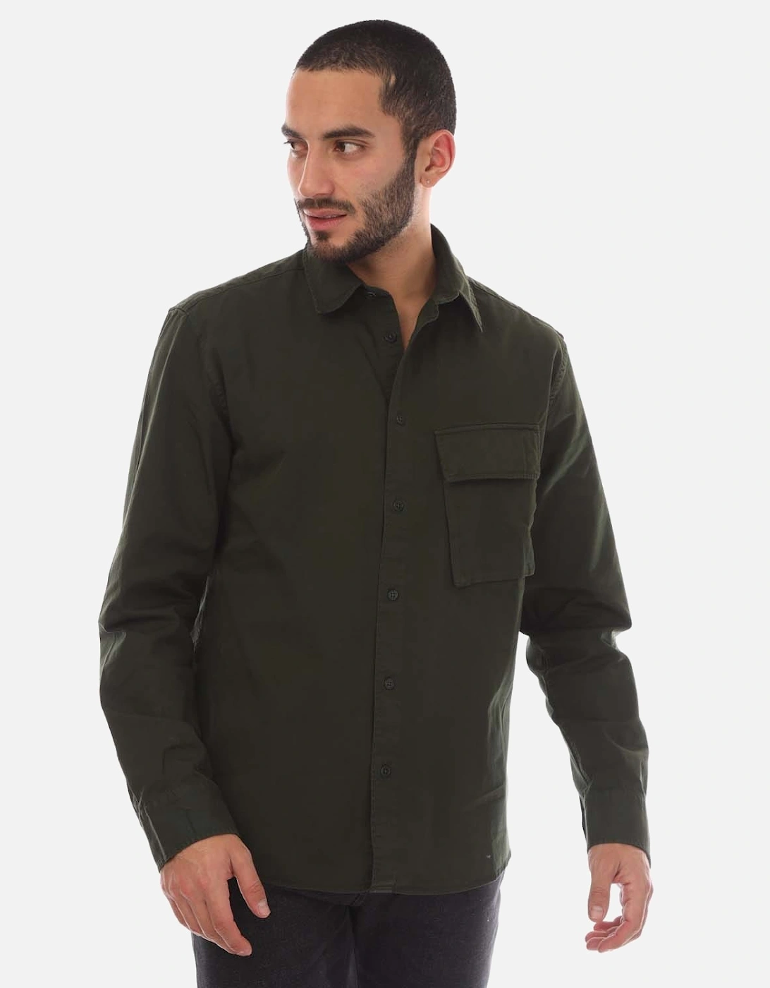 Belstaff Men's Green Gart Dye Cotton Scale Shirt - : 40/Regular L