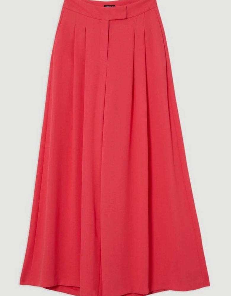 Soft Tailored Colour Block Waist Wide Leg Trousers