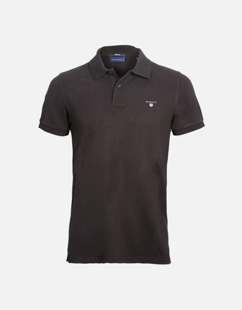 Solid Pique Polo Shirt, Black