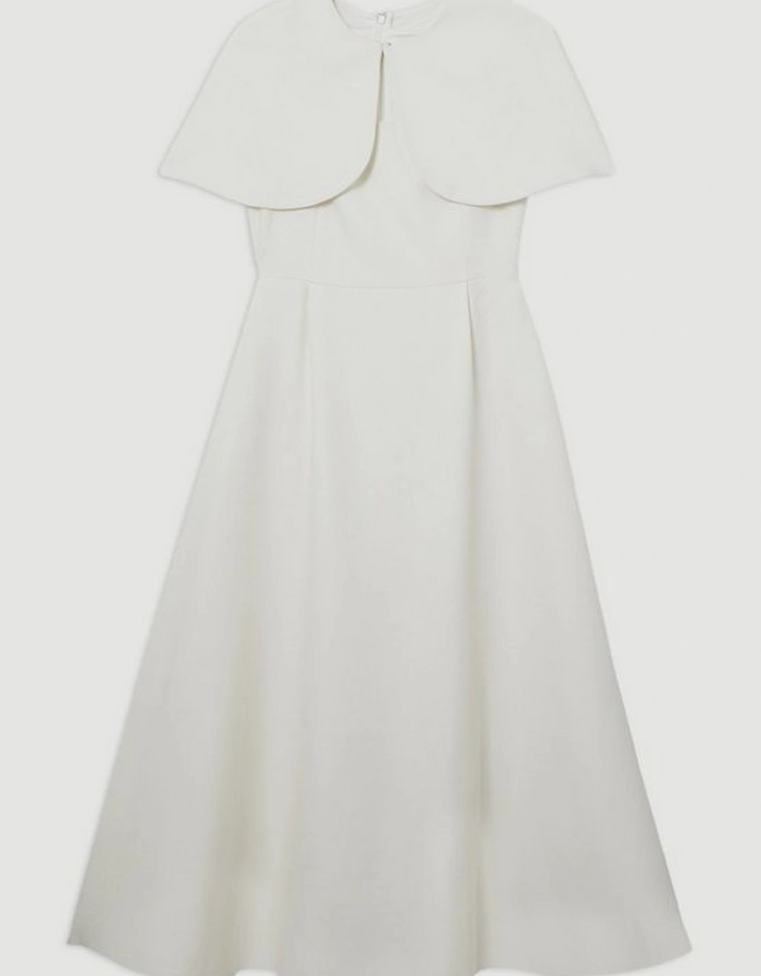 Structured Crepe Cape Detail Tailored Midi Dress