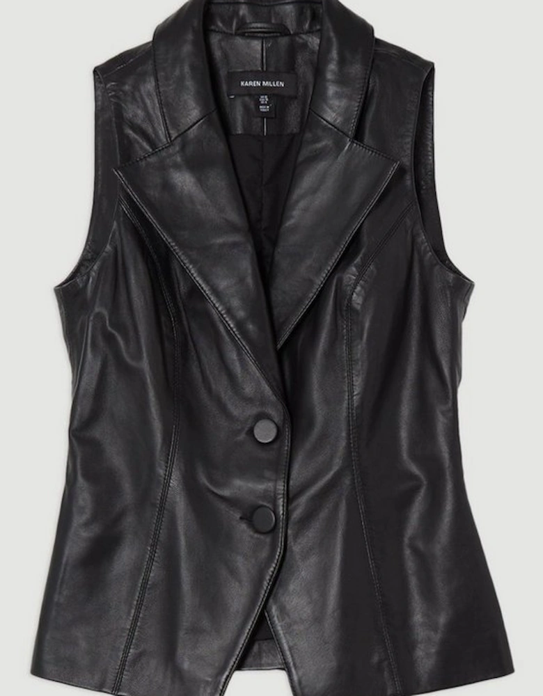 Leather Tailored Collared Waistcoat