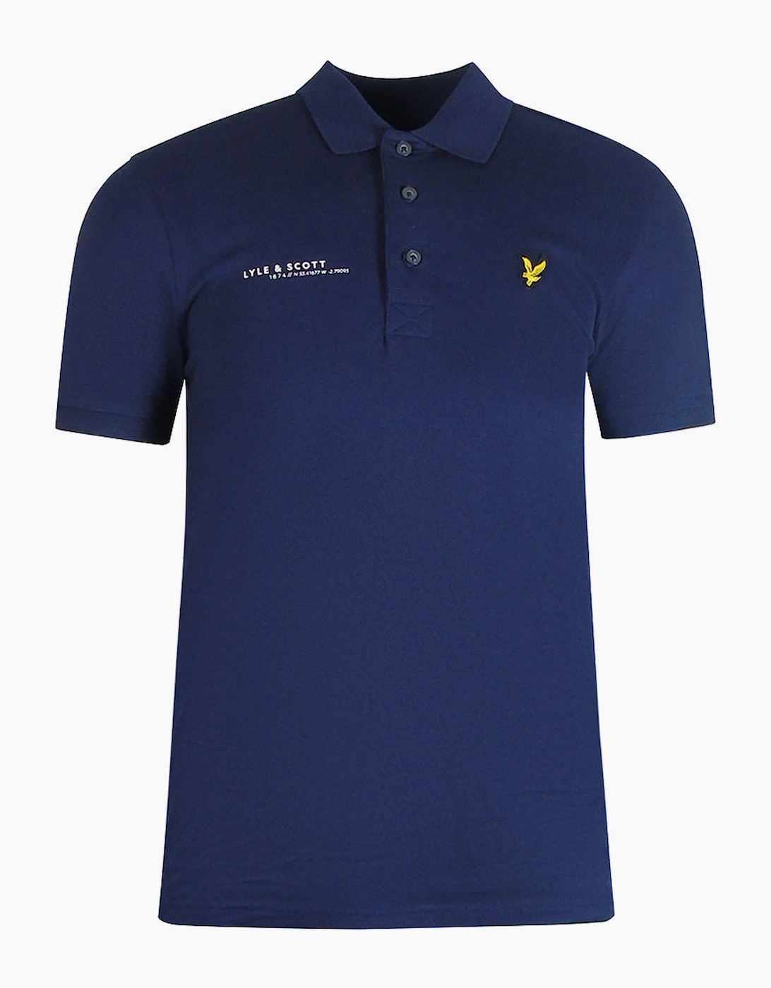Men's Lyle & Scott Navy Blue Co-ordinate Print Logo Short Sleeved Polo Shirt - Size: 38