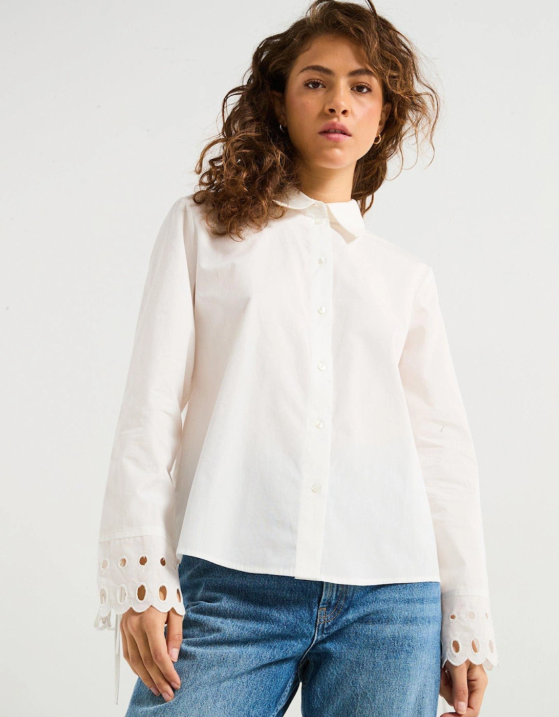 Long Sleeve Cut Out Shirt - White, 5 of 4